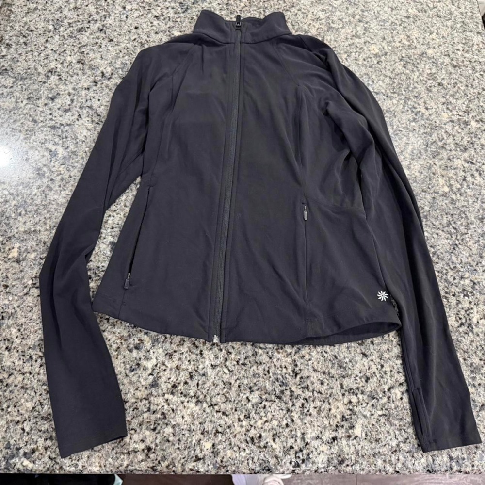Athleta Salutation Jacket Black Full Zip Activewear Size Small